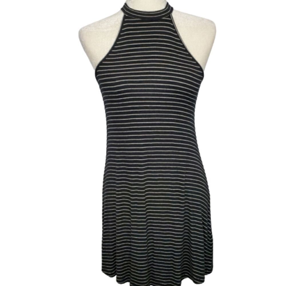 AMERICAN EAGLE dress high neck sleeveless‎ black striped XS